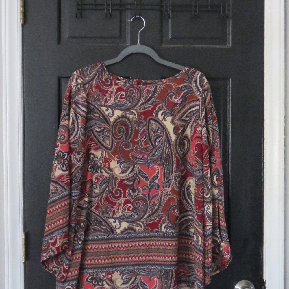 Paisley Swing Blouse with Frilled Sleeves
